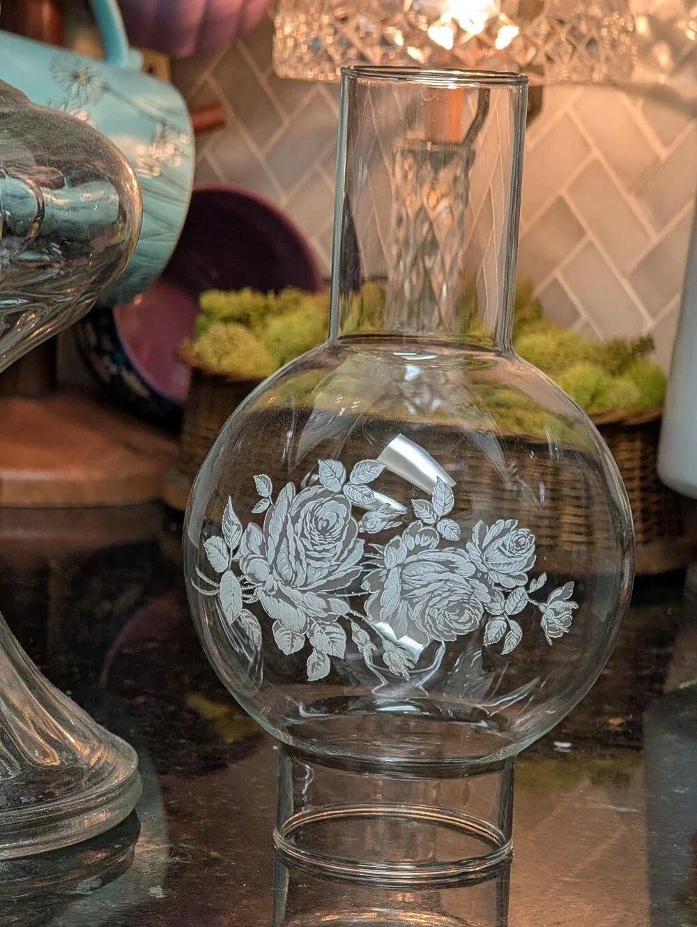 antique clear glass kerosene Lamp